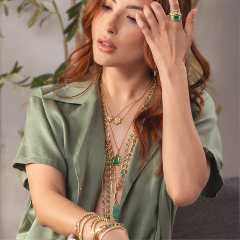 42-inch sis in emeralds + apatite<br>shop the look > California balayage<span class='visuallyhidden'>; shop help at 760-978-9297.</span>